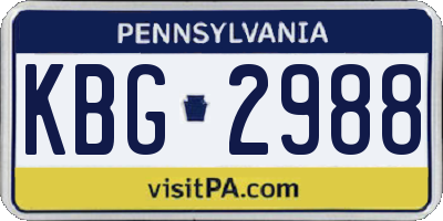 PA license plate KBG2988