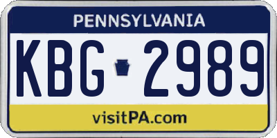 PA license plate KBG2989