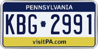PA license plate KBG2991