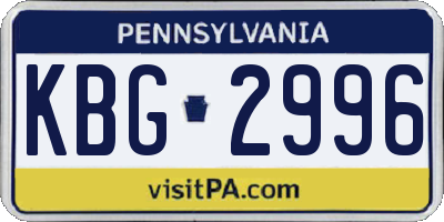 PA license plate KBG2996
