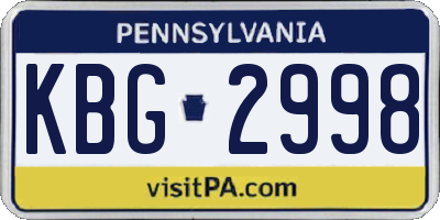 PA license plate KBG2998