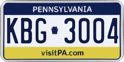 PA license plate KBG3004