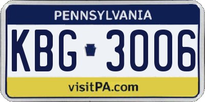 PA license plate KBG3006