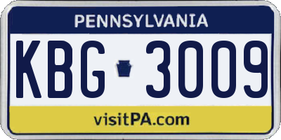 PA license plate KBG3009