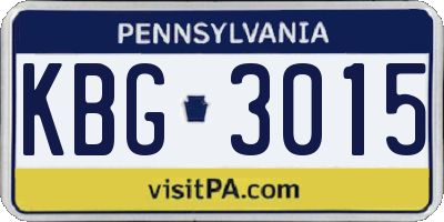 PA license plate KBG3015