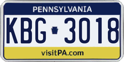 PA license plate KBG3018
