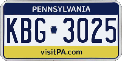 PA license plate KBG3025