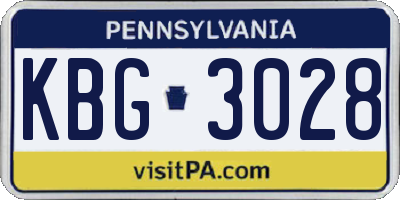 PA license plate KBG3028