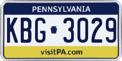 PA license plate KBG3029