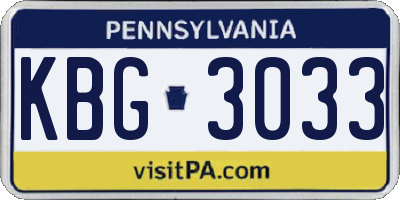 PA license plate KBG3033