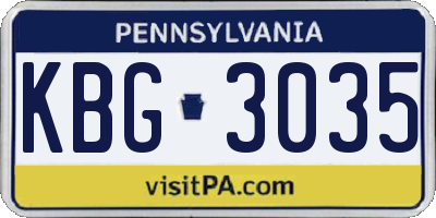PA license plate KBG3035