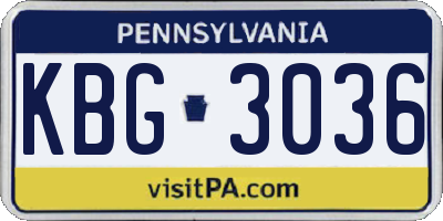 PA license plate KBG3036
