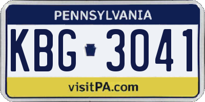 PA license plate KBG3041