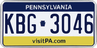 PA license plate KBG3046