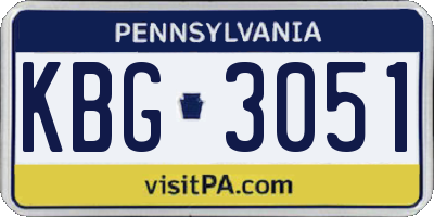 PA license plate KBG3051