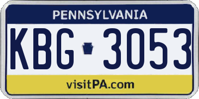 PA license plate KBG3053