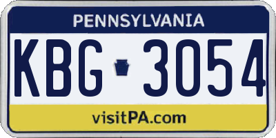 PA license plate KBG3054