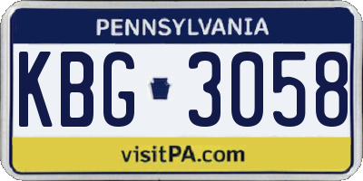 PA license plate KBG3058