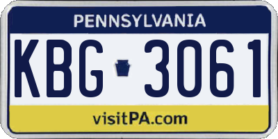 PA license plate KBG3061