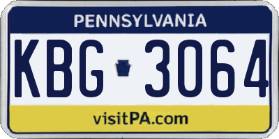 PA license plate KBG3064
