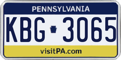 PA license plate KBG3065