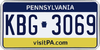 PA license plate KBG3069
