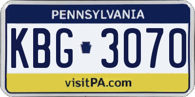 PA license plate KBG3070