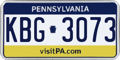 PA license plate KBG3073