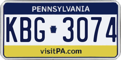 PA license plate KBG3074