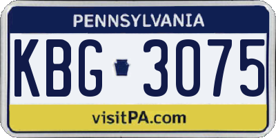 PA license plate KBG3075