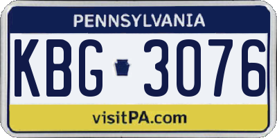 PA license plate KBG3076