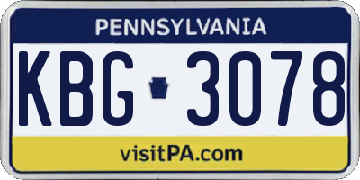 PA license plate KBG3078