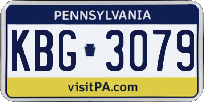 PA license plate KBG3079
