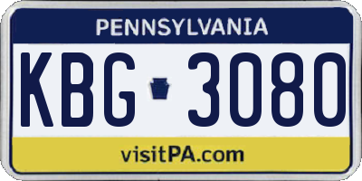PA license plate KBG3080