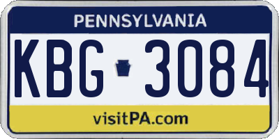 PA license plate KBG3084