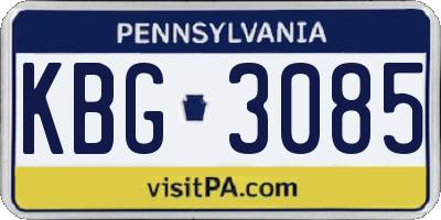 PA license plate KBG3085