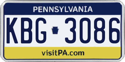 PA license plate KBG3086