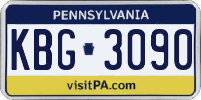 PA license plate KBG3090