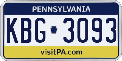 PA license plate KBG3093