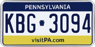 PA license plate KBG3094
