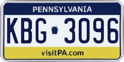 PA license plate KBG3096