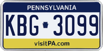 PA license plate KBG3099