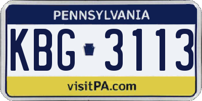 PA license plate KBG3113
