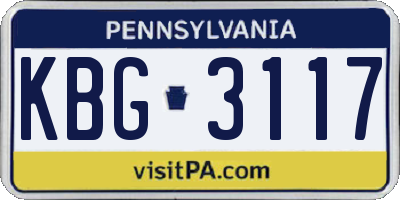PA license plate KBG3117
