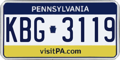PA license plate KBG3119