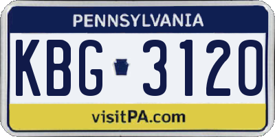 PA license plate KBG3120