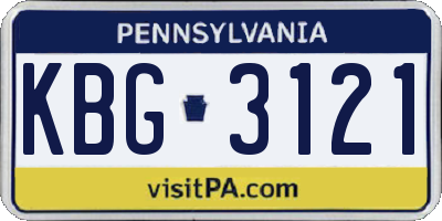 PA license plate KBG3121