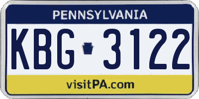 PA license plate KBG3122