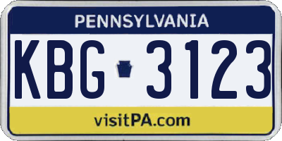 PA license plate KBG3123