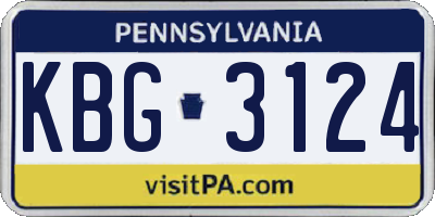 PA license plate KBG3124